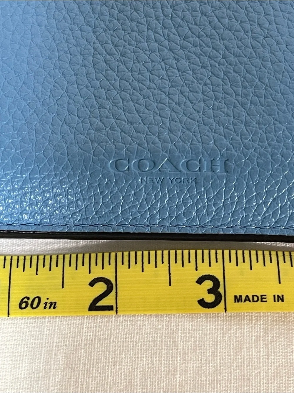 Coach Blue Leather Lanyard Card ID Case with Embossed Logo